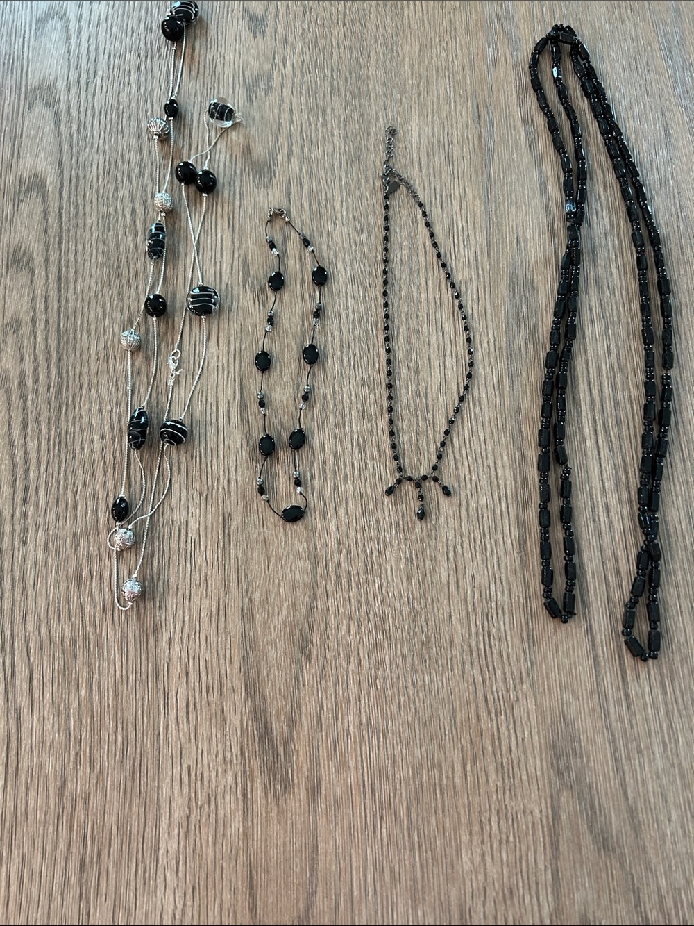 Black Beaded Multi-Strand Necklace - Unbranded